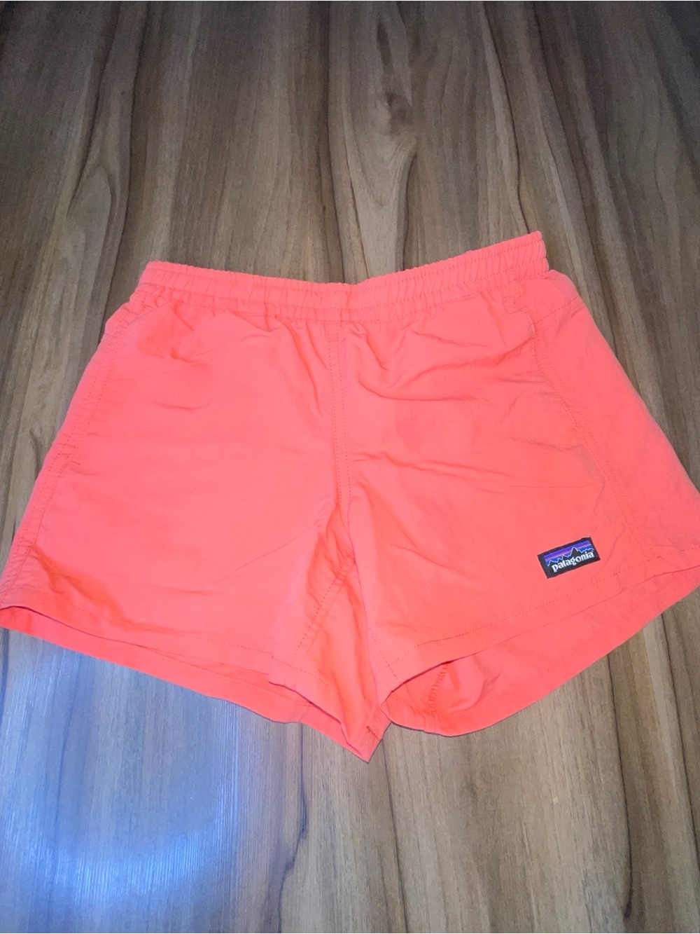 Patagonia Coral Shorts  with Teal Waistband and Purple Drawcord L